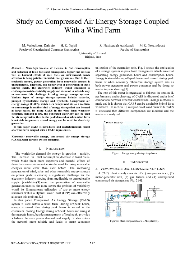(PDF) Study on Compressed Air Energy Storage Coupled With a Wind Farm