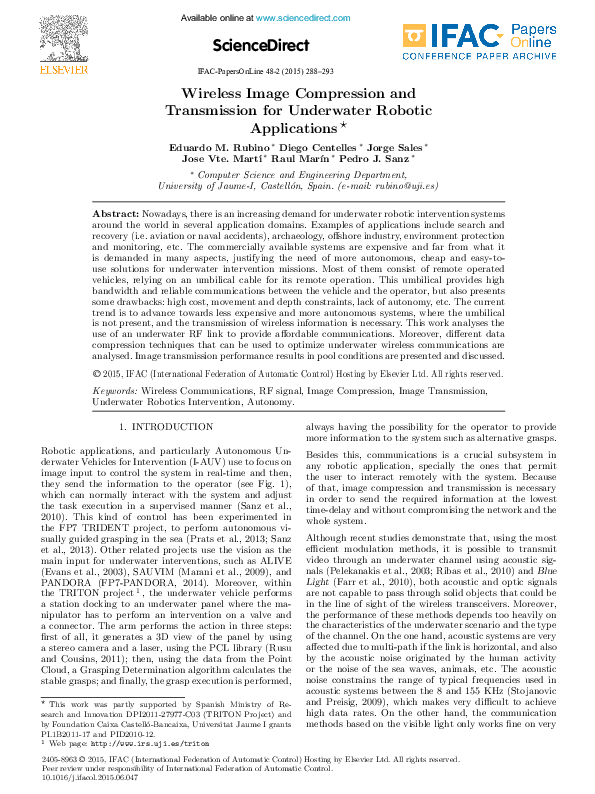 (PDF) ScienceDirect Wireless Image Compression and Transmission for ...