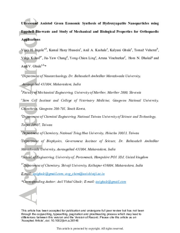 (PDF) Ultrasound Assisted Green Economic Synthesis of Hydroxyapatite ...