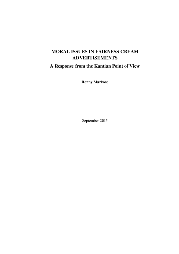 Pdf Moral Issues In Fairness Cream Advertisements A Response From The Kantian Point Of View Moral Issues In Fairness Cream Advertisements A Response From The Kantian Point Of View Introduction Renny