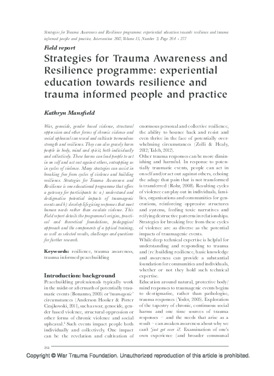 (PDF) Strategies for Trauma Awareness and Resilience programme ...