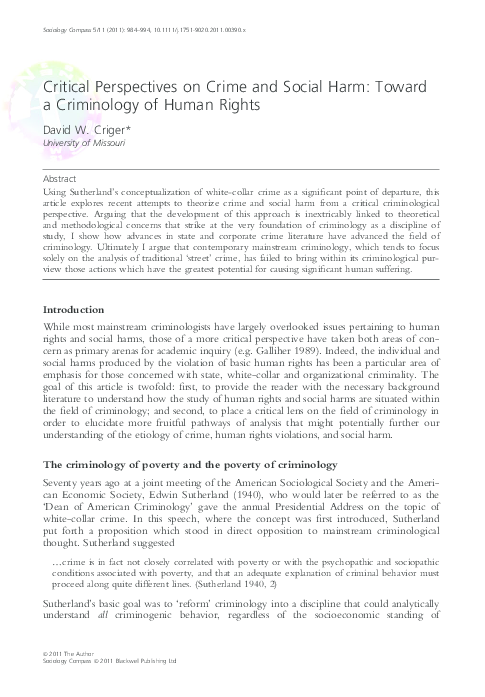 State Crime, Human Rights, And The Limits Of Criminology – VDLBT