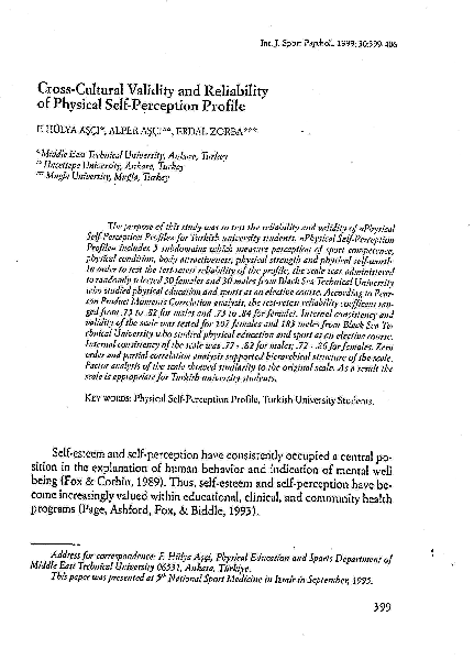 (PDF) Cross-Cultural Validity and Reliability of Physical Self ...