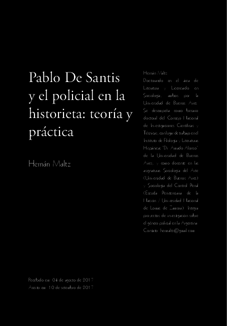(PDF) Pablo De Santis y el policial en la historieta: teoría y práctica
