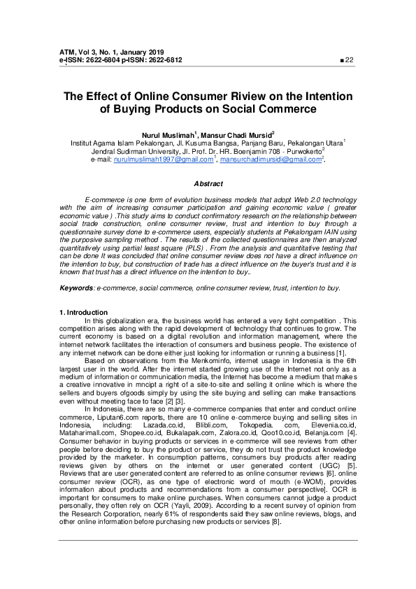 (PDF) The Effect of Online Consumer Riview on the Intention of Buying ...