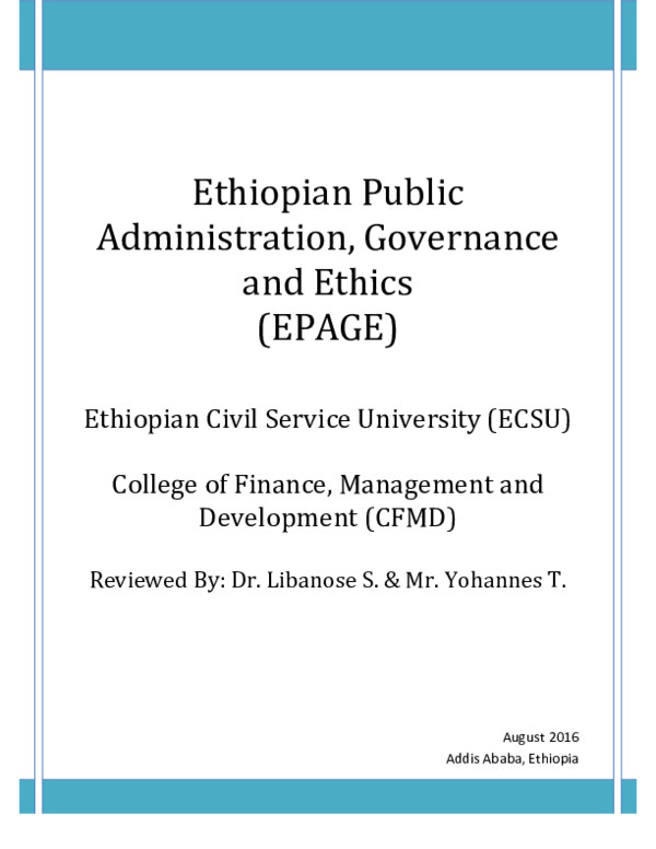 (PDF) Ethiopian Public Administration, Governance and Ethics (EPAGE