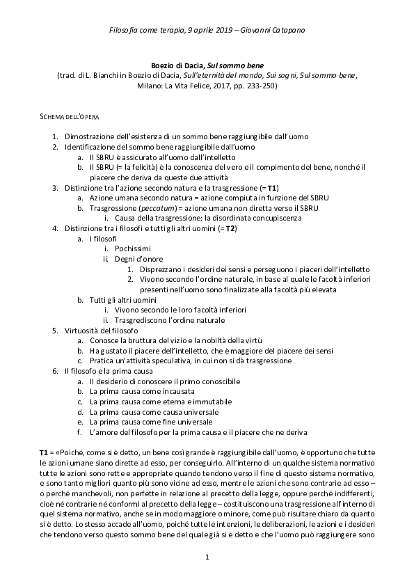 (PDF) Filosofia come terapia Giovanni Catapano legge Boezio di Dacia