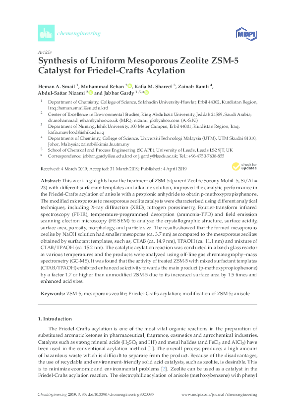 (PDF) Synthesis of Uniform Mesoporous Zeolite ZSM-5 Catalyst for ...