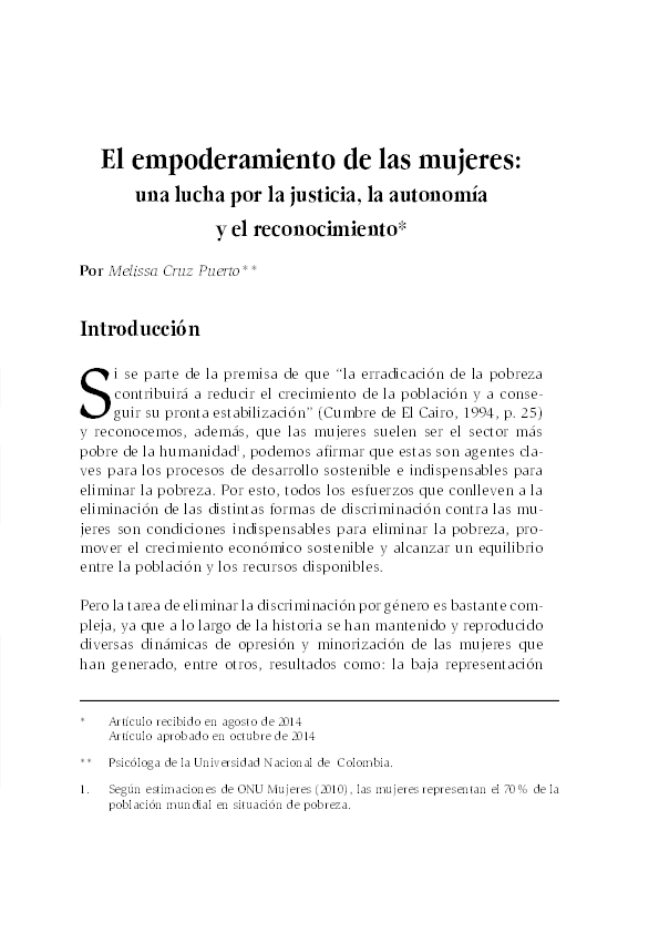 (PDF) El empoderamiento de las mujeres: una lucha por la justicia, la ...