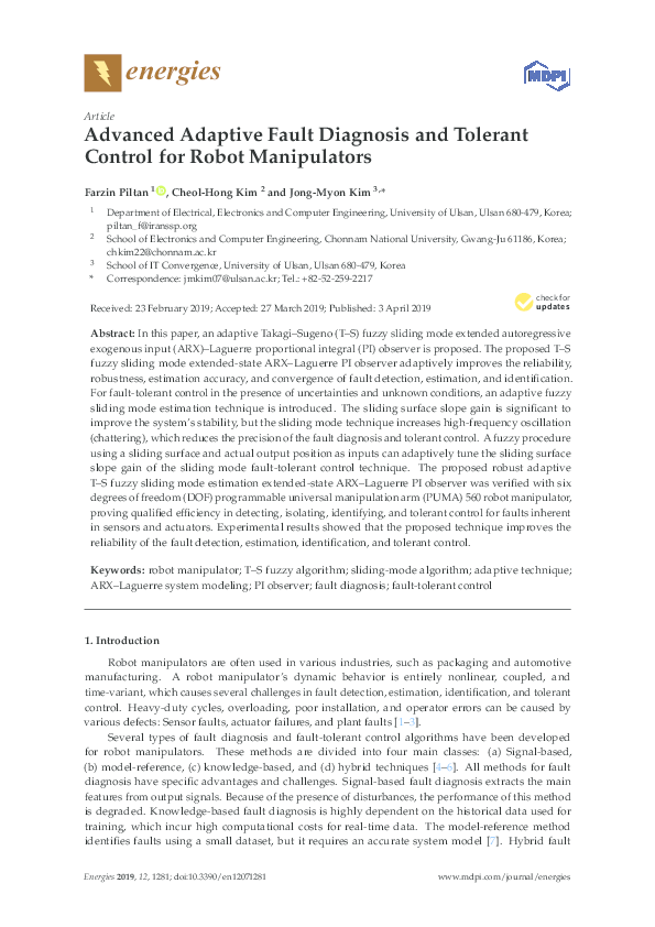 (PDF) Advanced Adaptive Fault Diagnosis and Tolerant Control for Robot ...