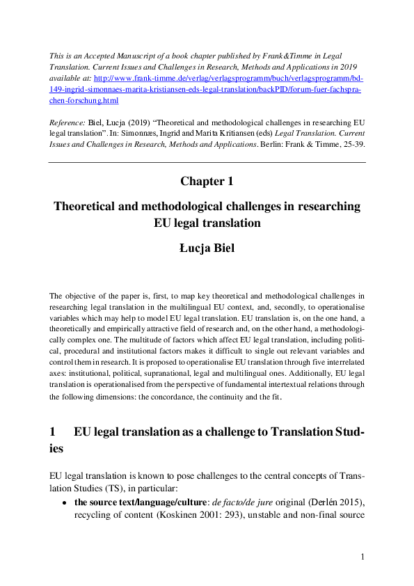 (PDF) Theoretical and methodological challenges in researching EU legal ...