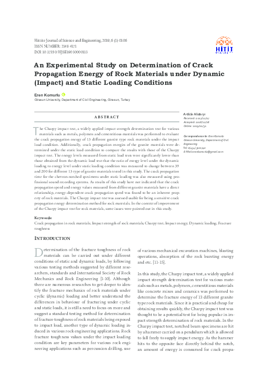 (PDF) An Experimental Study on Determination of Crack Propagation ...