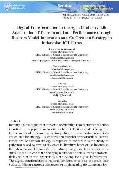 (PDF) Digital Transformation in the Age of Industry 4.0: Acceleration ...