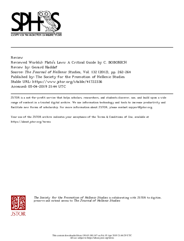 (PDF) Plato's Laws A Critical Guide Gerard Naddaf Academia.edu