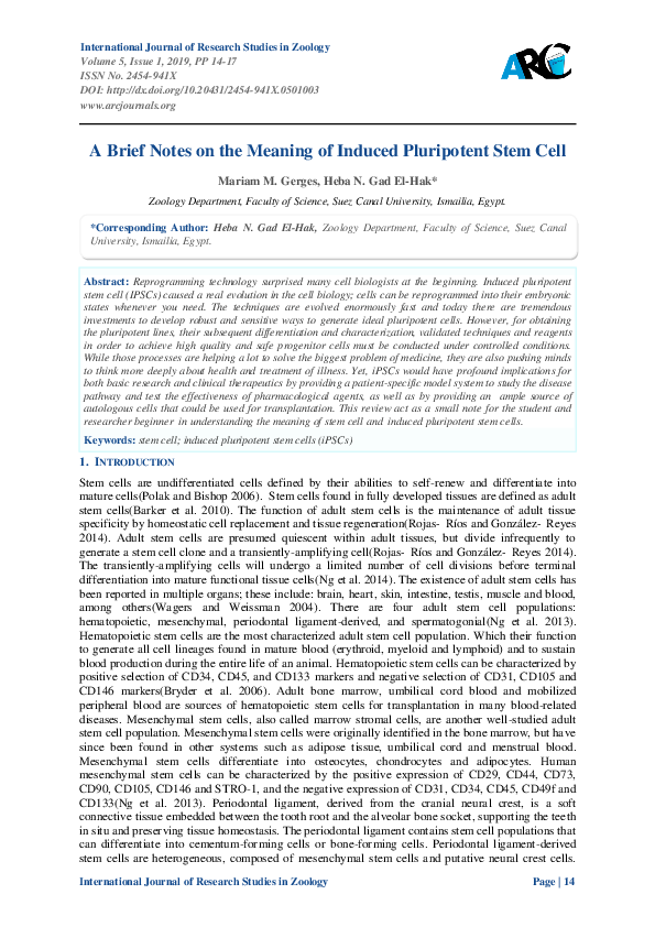(PDF) A Brief Notes on the Meaning of Induced Pluripotent Stem Cell