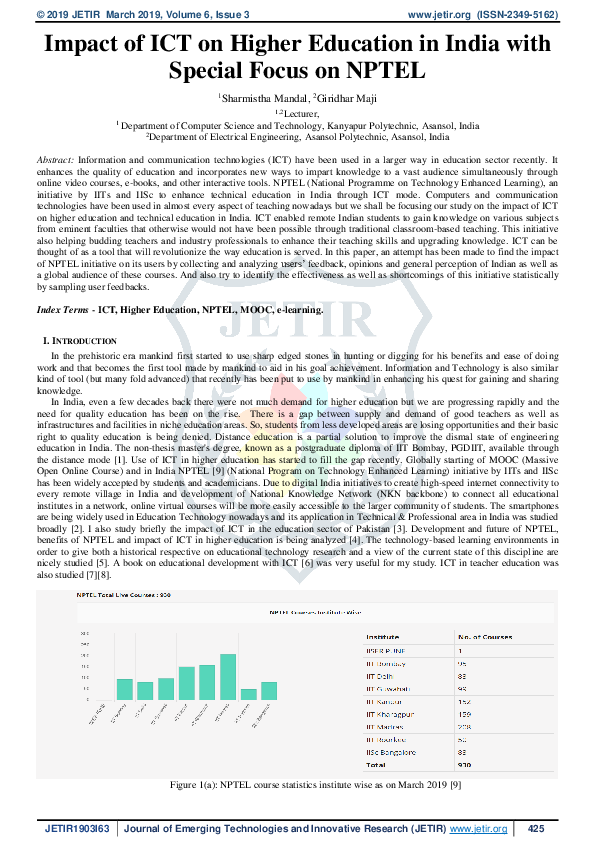 (PDF) Impact of ICT on Higher Education in India with Special Focus on ...