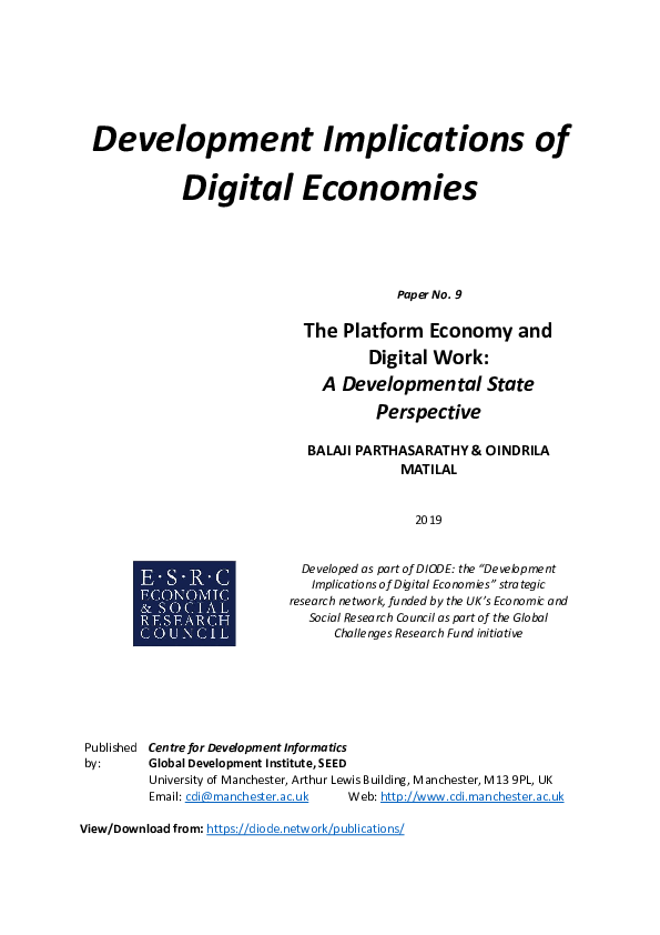 (PDF) The Platform Economy and Digital Work: A Developmental State ...
