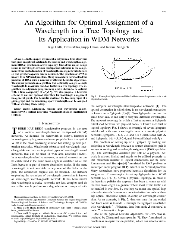 (PDF) An Algorithm for Optimal Assignment of a Wavelength in a Tree ...