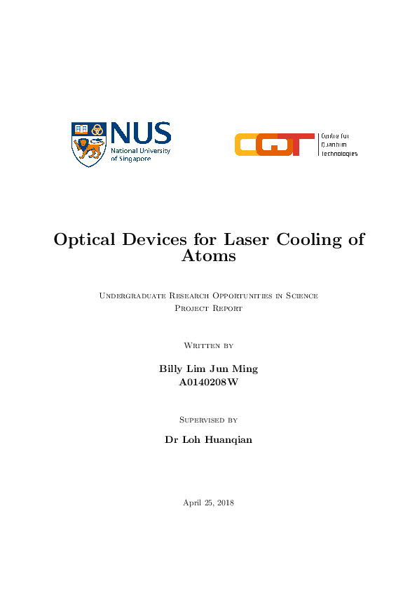 (PDF) Optical Devices for Laser Cooling of Atoms Billy Lim Academia.edu