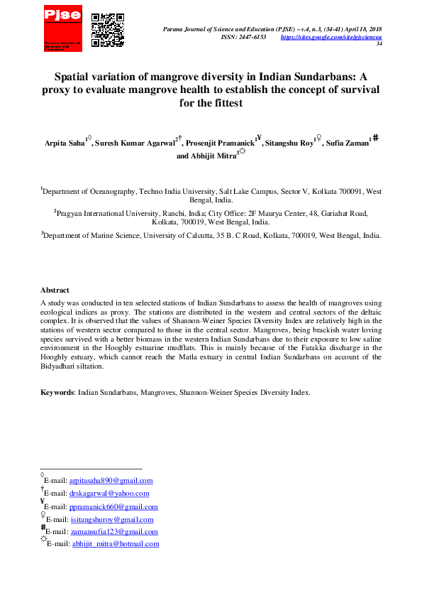 (PDF) Spatial variation of mangrove diversity in Indian Sundarbans: A ...