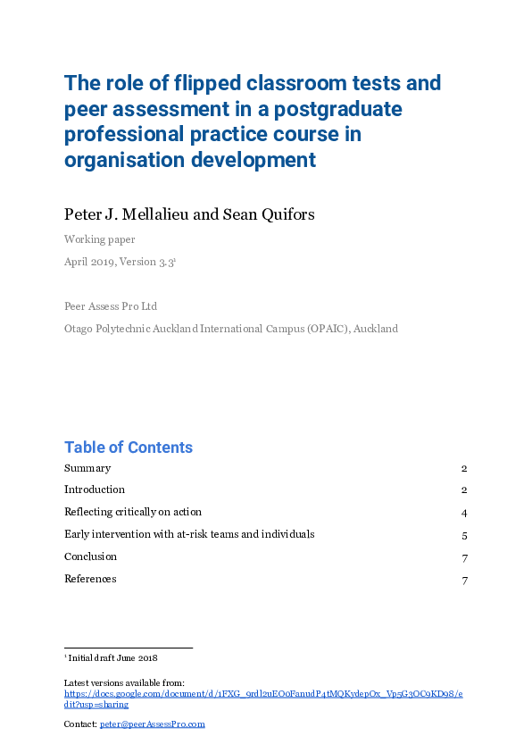 (PDF) The role of flipped classroom tests and peer assessment in a ...