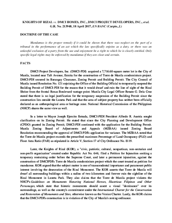 Doc Knights Of Rizal Vs Dmci