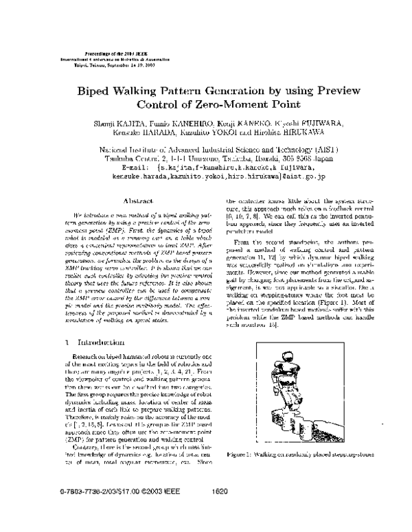 (PDF) Biped Walking Pattern Generation by using Preview Control of Zero ...