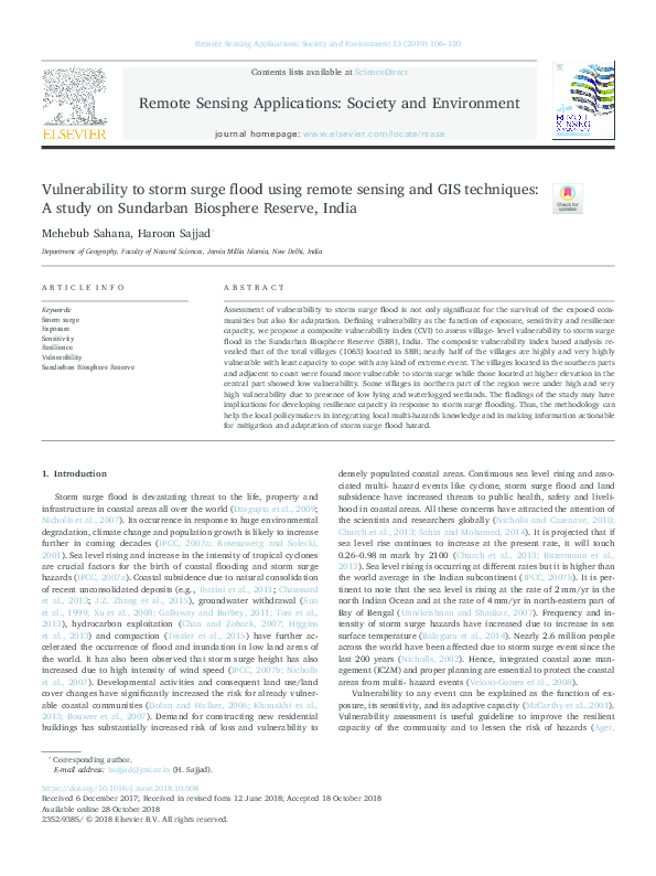 (PDF) Vulnerability to storm surge flood using remote sensing and GIS ...