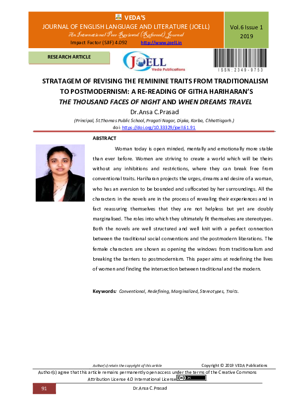 STRATAGEM OF REVISING THE FEMININE TRAITS FROM TRADITIONALISM TO ...