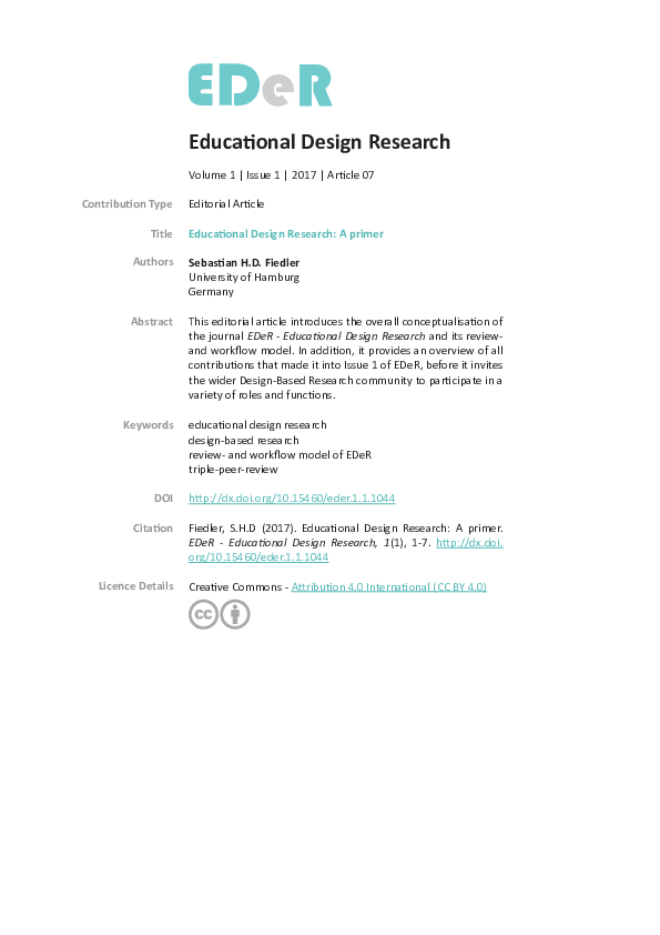 (PDF) Educational Design Research A primer Educational Design Research Academia.edu