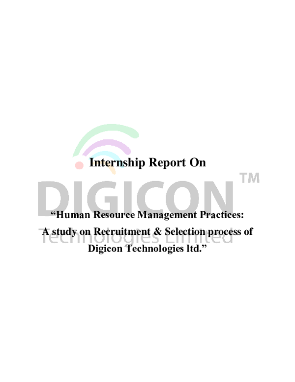 Internship Report On