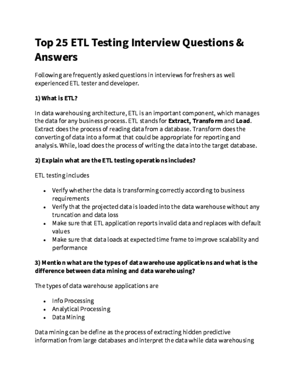 (PDF) Top 25 ETL Testing Interview Questions & Answers Neeraj