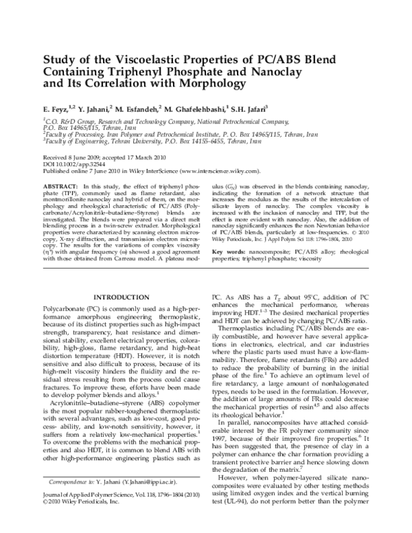 (PDF) Study of the Viscoelastic Properties of PC/ABS Blend Containing ...