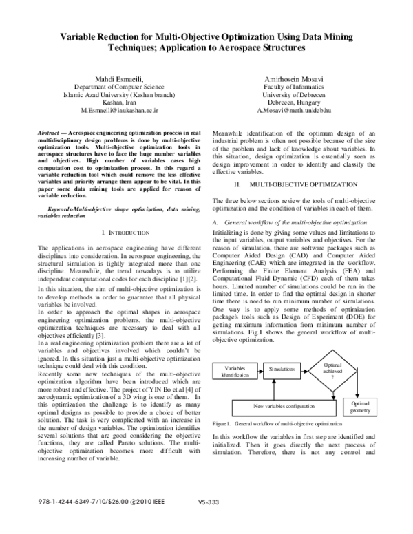 (PDF) Variable Reduction for Multi-Objective Optimization Using Data ...