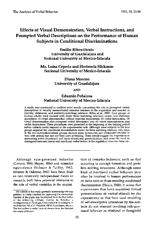 (PDF) Effects of visual demonstration, verbal instructions, and ...