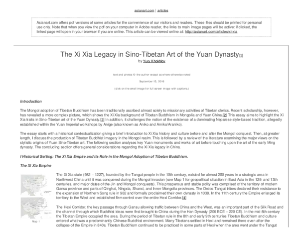 Pdf The Xi Xia Legacy In Sino Tibetan Art Of The Yuan Dynasty Online Article Http Www Asianart Com Articles Xi Xia Index Html Yury Khokhlov Academia Edu