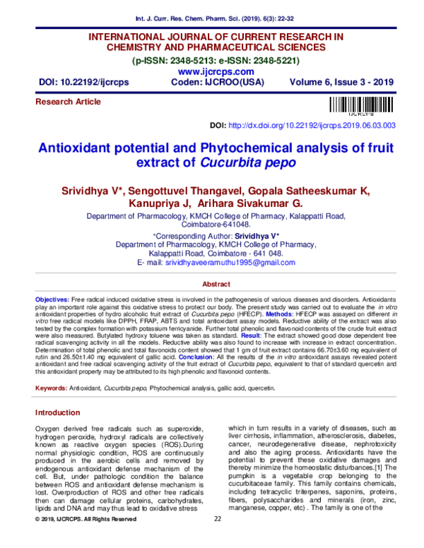 (PDF) Antioxidant potential and Phytochemical analysis of fruit extract ...