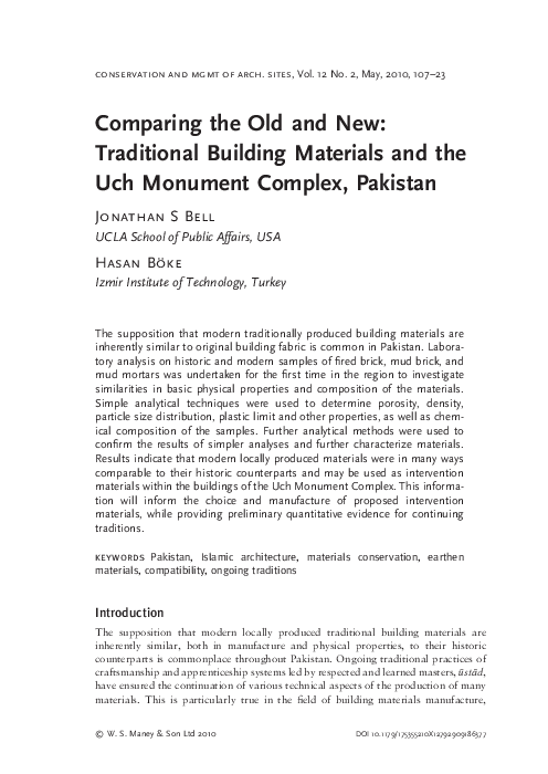 (PDF) Comparing the Old and New: Traditional Building Materials and the ...