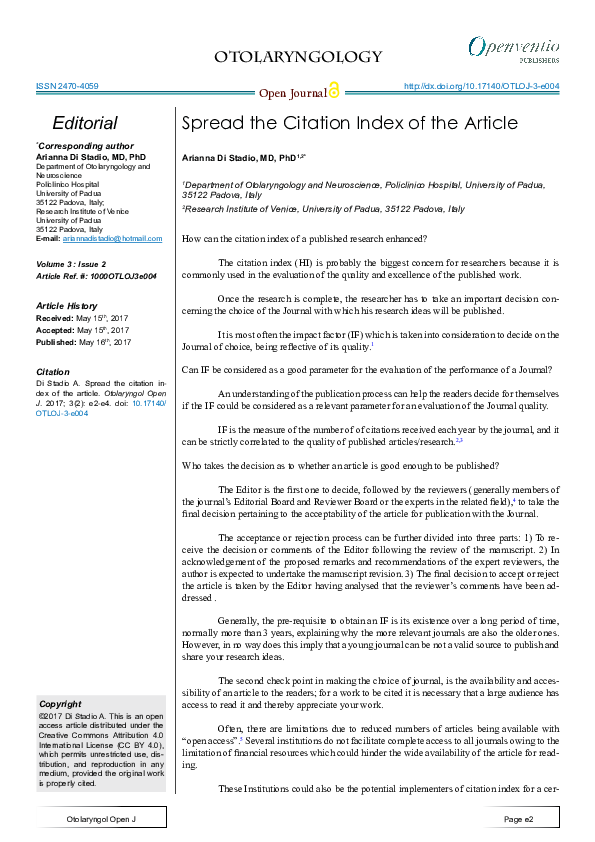 (PDF) Spread the Citation Index of the Article OTL OJ (PDF) Spread the Citation Index of the Article OTL OJ