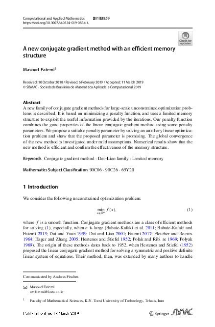 (PDF) A new conjugate gradient method with an efficient memory structure