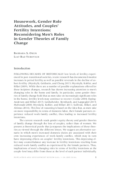 (PDF) Housework, Gender Role Attitudes, and Couples' Fertility ...