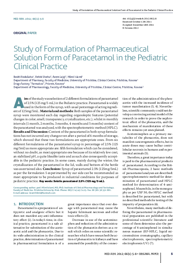(PDF) Study of Formulation of Pharmaceutical Solution Form of