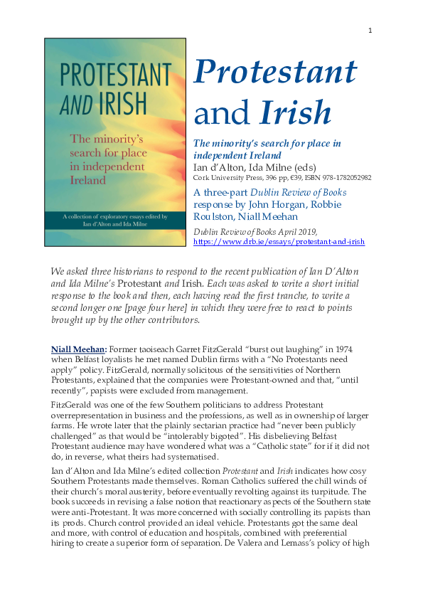 (PDF) Protestant and Irish, a three-part Dublin Review of Books ...