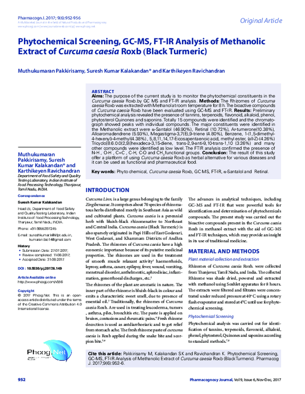 (PDF) Analysis of Methanolic bLACK tURMERIC Steven Fransisco Academia.edu