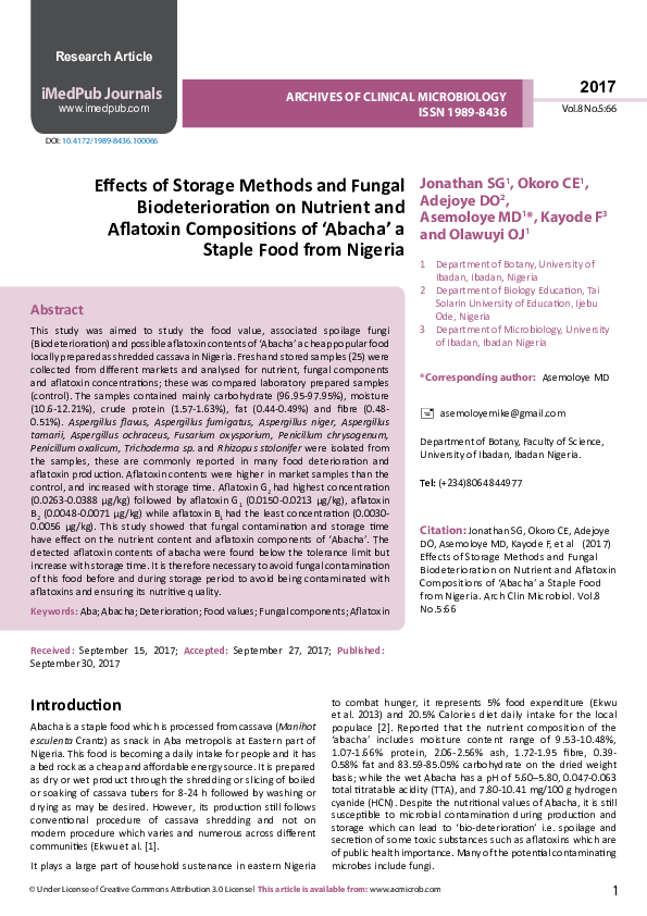 (PDF) Effects of Storage Methods and Fungal Biodeterioration on ...