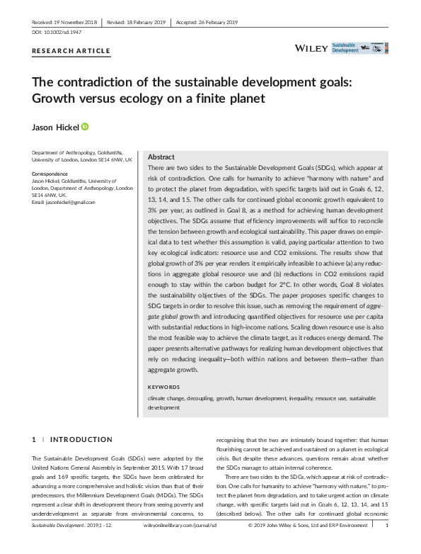  PDF The Contradiction Of The Sustainable Development Goals Growth 