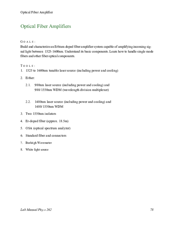 (PDF) Optical Fiber Amplifiers