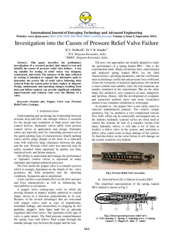 (PDF) Investigation into the Causes of Pressure Relief Valve Failure