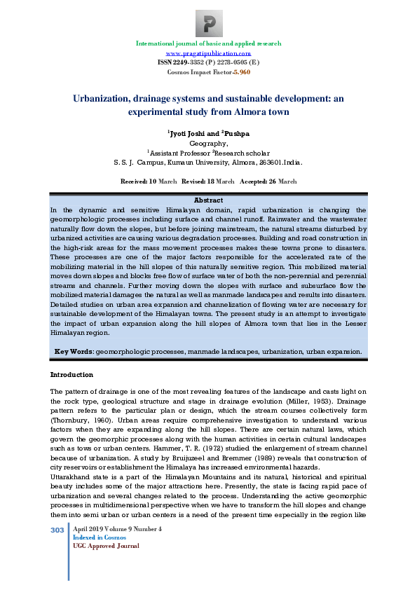 (PDF) Urbanization, drainage systems and sustainable development: an ...