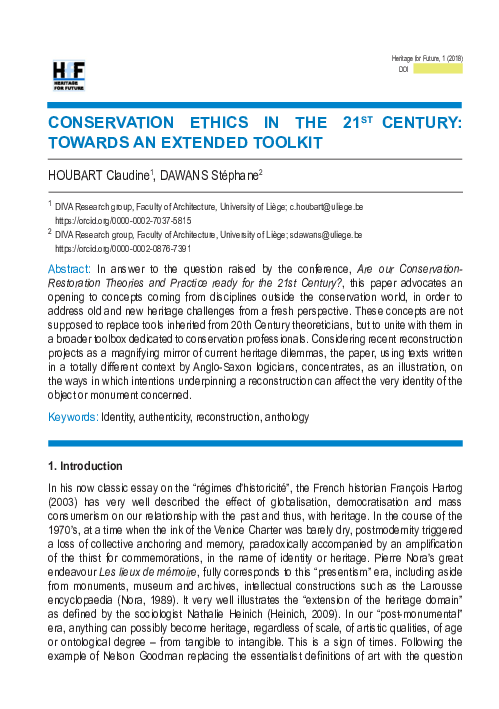 (PDF) Conservation Ethics in the 21st Century: Towards an Extended Toolkit